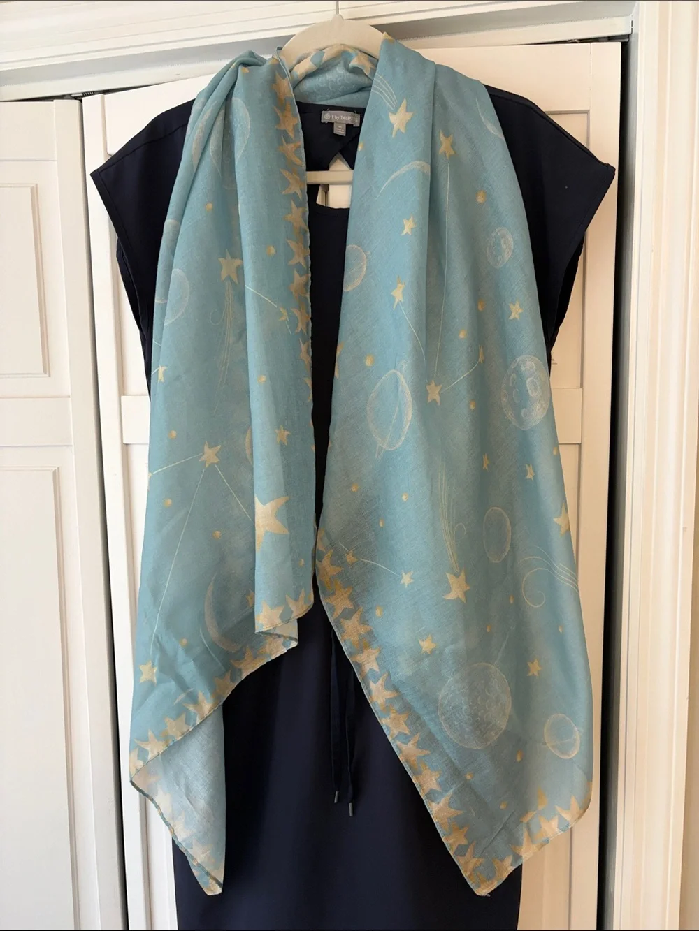 Light Blue Celestial Star & Moon Scarf.